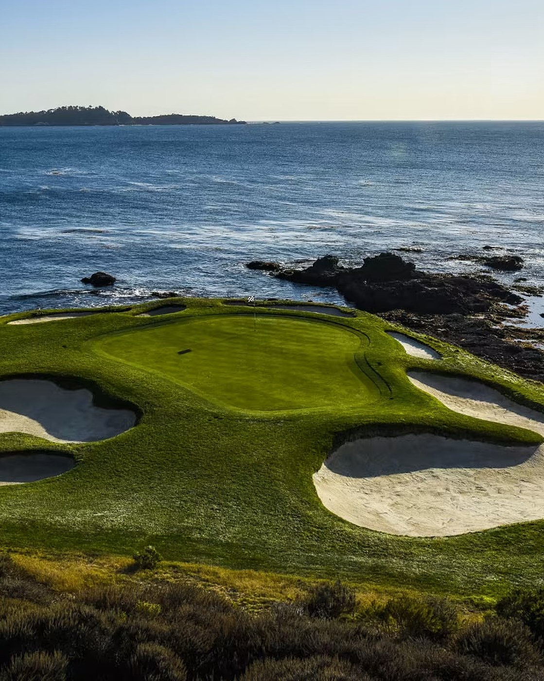 Golf course green by the ocean